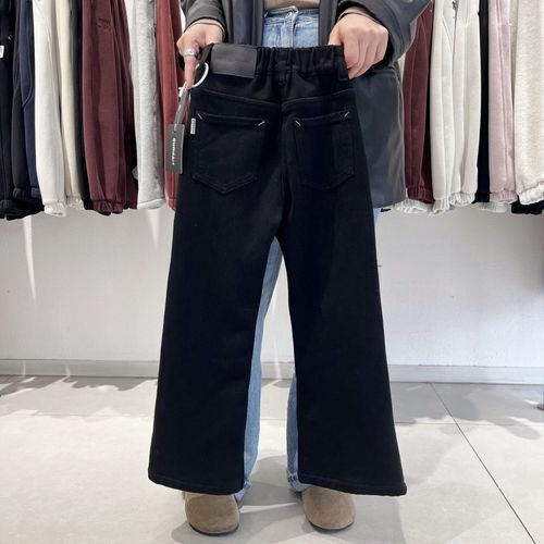 女童微喇加绒牛仔裤超软高弹一体绒喇叭裤休闲裤女大童秋冬款裤子 - 图1