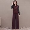 Temperament color stand-up collar vest fashion suit 2026 autumn new slim and western-style top wide-leg pants two-piece set