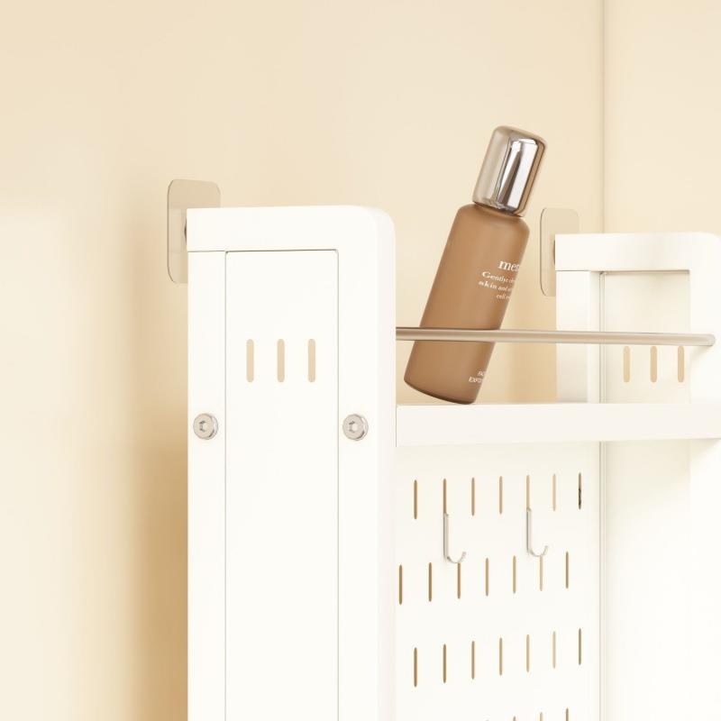 Steel bathroom door rear storage rack multi-layer perforated board bathroom sandwich adhesive type narrow gap storage rack behind the door
