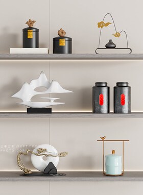 新中式茶室展示柜摆件禅意中国风酒店酒柜民宿博古架书房软装饰品