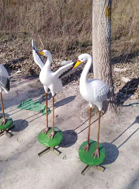 玻璃钢树脂仙鹤雕塑定制石膏鹅雕像定做鸭子鸡丹顶鹤动物订摆件