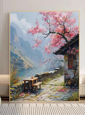 怀旧diy数字油画填充填色手绘丙烯画风景图农村客厅餐厅装饰挂画