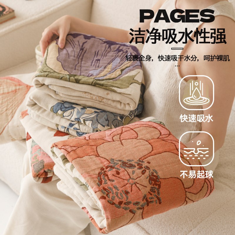 全棉纱布浴巾成h人家用夏季100纯棉吸水速干洗澡裹巾女士大号毛巾 - 图2