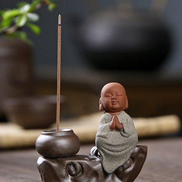 禅意紫砂小和尚香插香炉家用室内创意檀香香托香座香薰炉点香摆件,淘宝优惠券,粉丝福利购,淘宝优惠卷