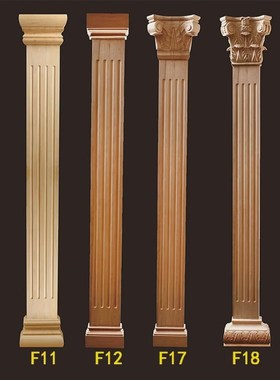 实木罗马柱圆形室内客厅欧式背景墙垭口装饰圆U柱半圆木质柱子