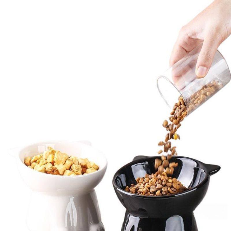 可爱猫碗陶瓷黑色水碗斜口猫咪碗猫食盆宠物碗可爱猫狗碗防黑下巴,淘宝优惠券,粉丝福利购,淘宝优惠卷