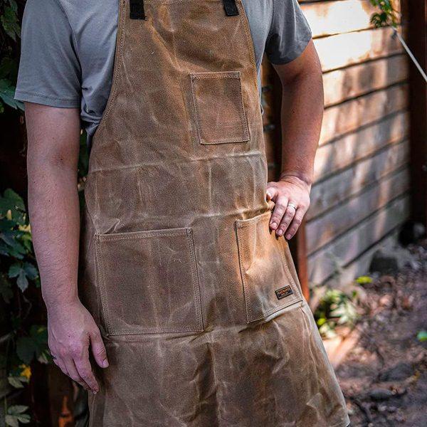 欧美重磅油蜡围裙挂脖系带防水围腰加厚帆布服围裙轻奢复古,淘宝优惠券,粉丝福利购,淘宝优惠卷