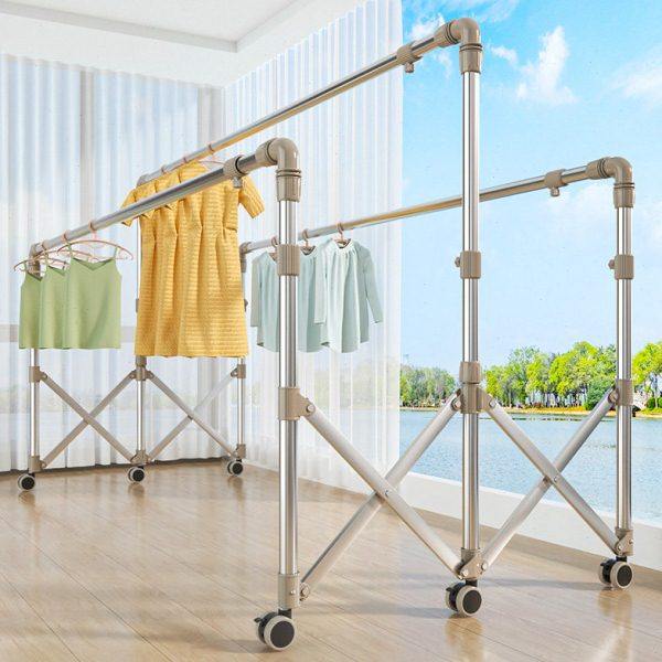晾衣架落地折叠伸缩家用室内不锈钢凉衣杆阳台晒被子神器室外衣架,淘宝优惠券,粉丝福利购,淘宝优惠卷