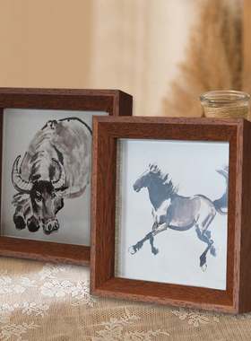 马到成功十二生肖办m公桌牀头柜实木摆台装饰品画框挂墙家居装饰