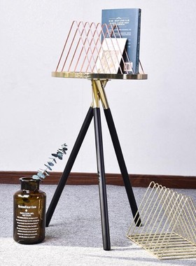北欧时尚金色小茶几样板房间沙发边几简约角几卧室创意床头圆桌子