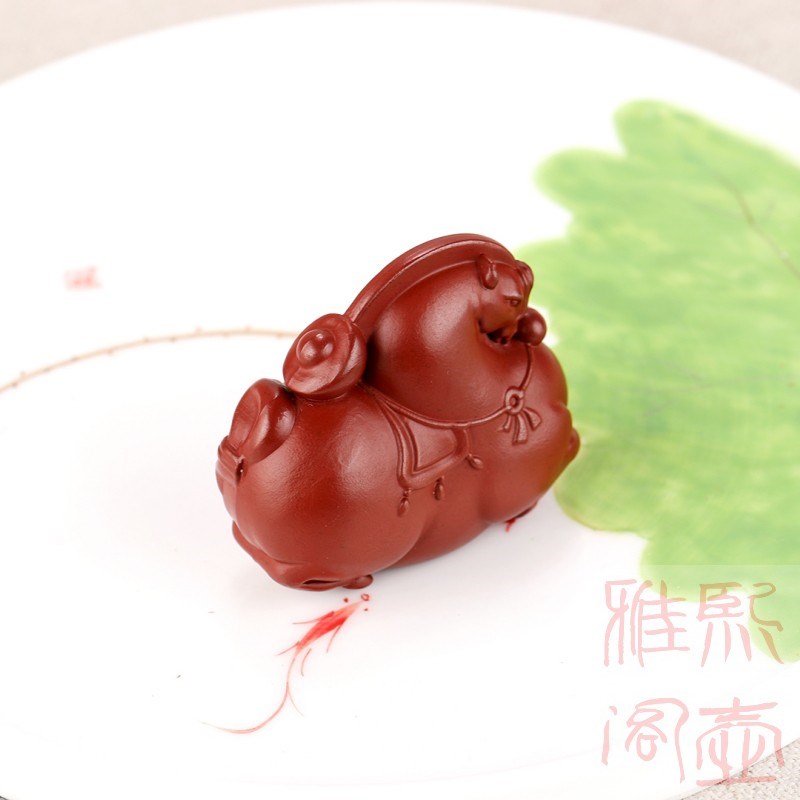 紫砂唐马茶宠马上有钱手把件创意大红袍K茶玩复古中式生肖马可养 - 图1