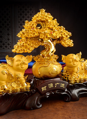 财源广进金猪摆件生肖猪 v招财发财树店铺开业送礼收银台前台摆设