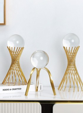 简约水晶球支架圆球托架子玻璃球圆形矿物摆件底座架展示架金属架