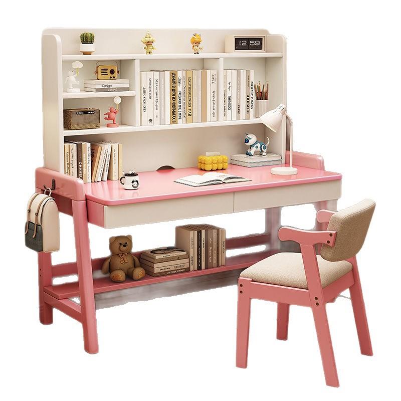 电脑桌办公桌升降实木简约现代儿童书桌学习桌书桌带书架卧室家用 - 图3