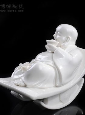 不倒翁陶瓷弥勒可爱把玩陶瓷弥勒摇摇椅工艺品家居办公桌橱柜摆件