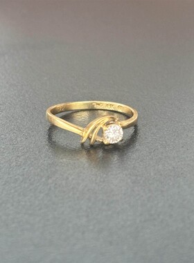 S925纯银中古扭臂缠绕仿锆石戒指