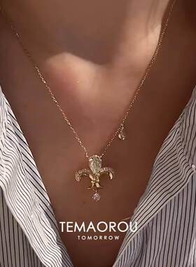 S925银鸢尾花项链女吊坠小众气质