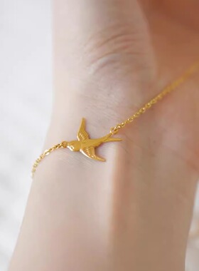 复古金色燕子项链女2025新款爆款