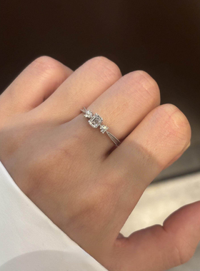 中古老钱风拉丝仿钻情侣戒指高级