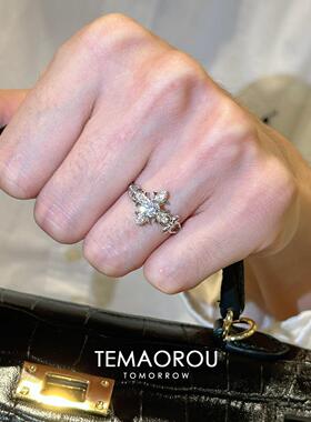 S925纯银老钱风十字架鸢尾花戒指