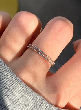 S925纯银满钻极细戒指女小众设计