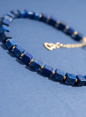 仙源青金石四方来财方块珠念珠福禄新中式文玩银饰单圈手串