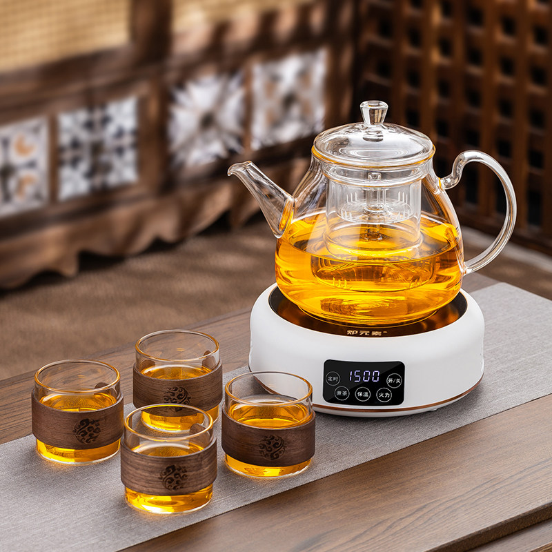 Full glass steam cooking teapot household heat-resistant health pot new teapot electric pot electric pot stove complete set tea set