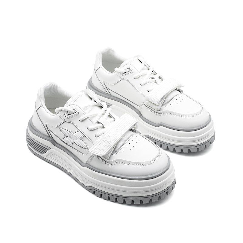 【帽子先森】主线白水泥魔术贴板鞋男真皮厚底松糕鞋简约小白鞋潮,淘宝优惠券,粉丝福利购,淘宝优惠卷