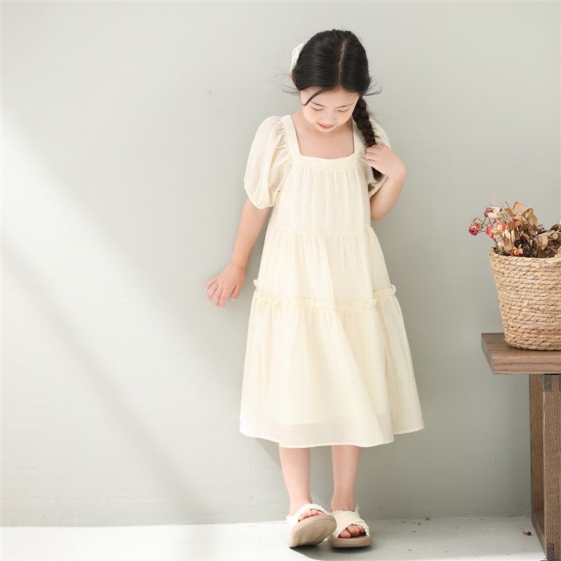女童镂空提花雪纺连衣裙2024夏季新款短袖公主裙洋气韩版蓬蓬裙子,淘宝优惠券,粉丝福利购,淘宝优惠卷