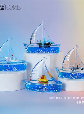 一帆风顺帆船模型油漏沙漏桌面摆件减压工K位稳定情绪神器生日礼