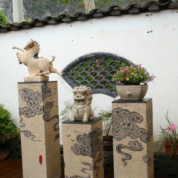 中式客厅家居装饰工艺品落地摆件玄关禅意祥云展示柱茶室花盆底座,淘宝优惠券,粉丝福利购,淘宝优惠卷