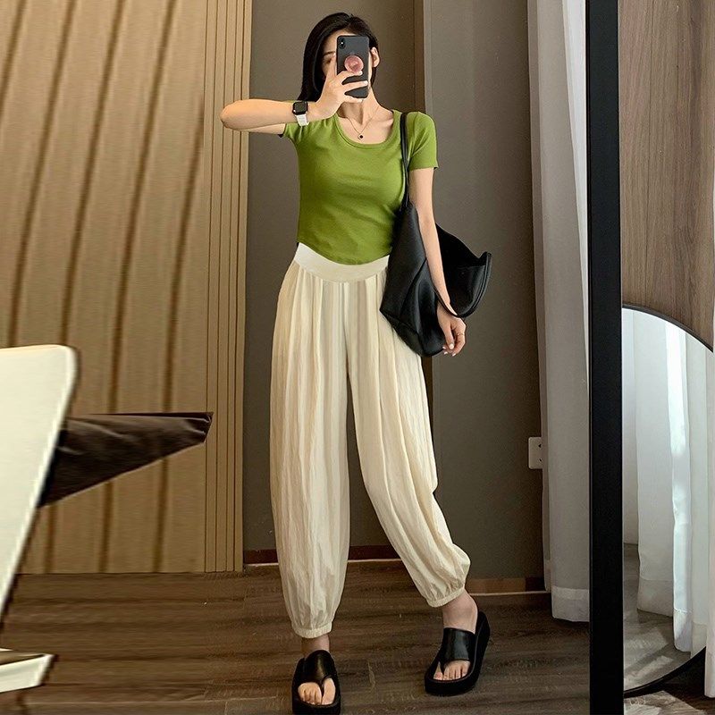 孕妇裤子外穿2024新款夏季时尚宽松高腰显瘦速干透气灯笼纸片裤女,淘宝优惠券,粉丝福利购,淘宝优惠卷
