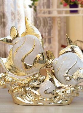 鱼摆件陶瓷客厅酒柜玄关电视柜装饰摆件轻奢高档送闺密结婚礼物