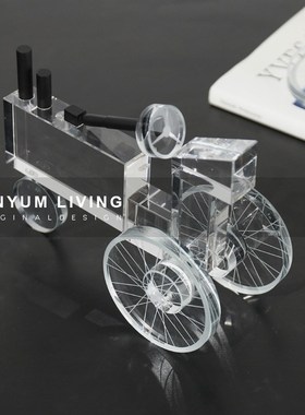 简约现代家居客厅电视柜创意y水晶自行车单车摆件样板间软装饰品