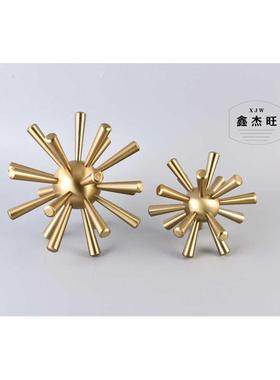 现代简约创意金属铝件刺球海胆球轻奢装L饰品家居软装电视柜摆件