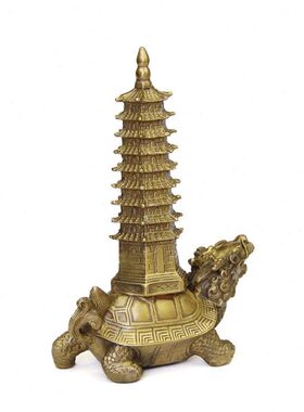 铜龙龟文昌塔摆件9层铜文昌塔龙龟背塔办公室书桌摆件