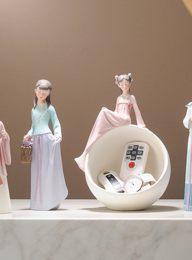 国风中式古装女孩小摆件人物家y居装饰品客厅电视柜桌面送女生礼