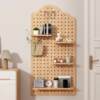 Solid wood hole board can be used to define the entrance wall storage rack solid wood hanging board decorative partition storage rack wall display rack