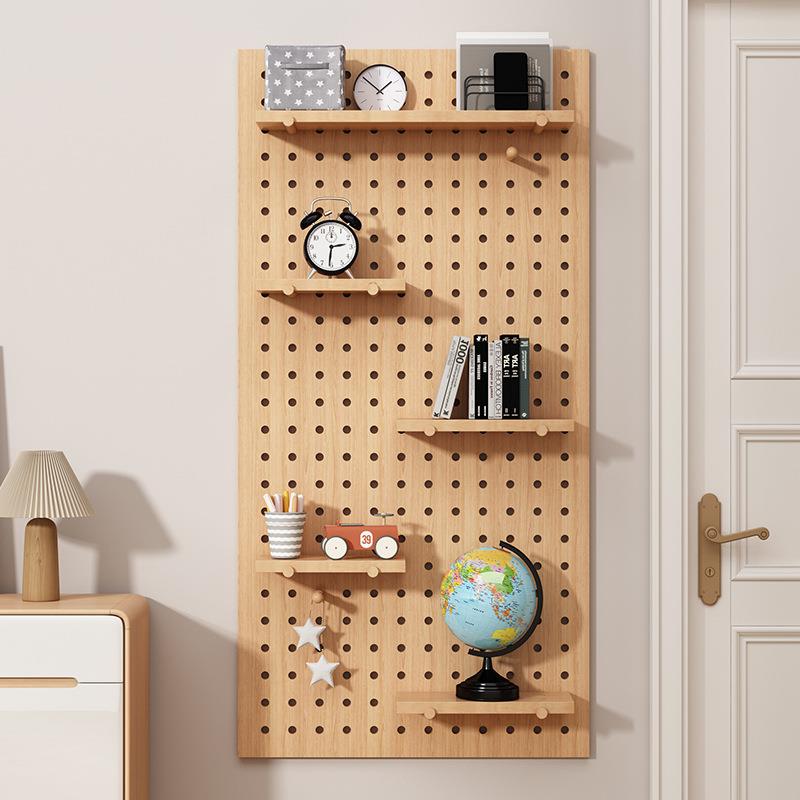 Solid wood hole board can be used to define the entrance wall storage rack solid wood hanging board decorative partition storage rack wall display rack