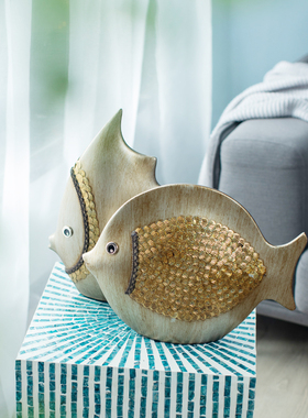 BOFAN柏f梵现代欧式轻奢陶瓷摆件客厅酒柜玄关桌面动物情侣鱼装饰