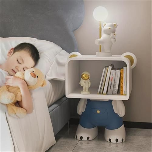 床头柜卡通儿童房男孩卧室现代简约一体小柜子收纳床头边几置物架 - 图0