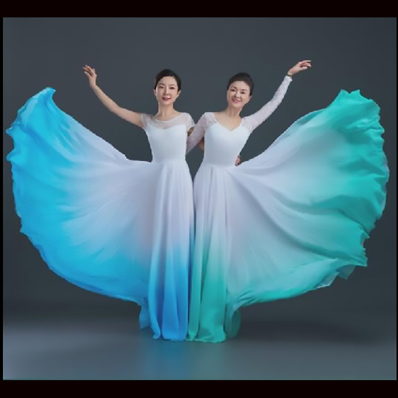 儿童新疆舞蹈大摆裙少数民族练功裙半身裙维吾族舞蹈演出服装女 - 图2