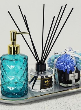 卫生间洗手台香薰洗手液托盘套装卫浴软装样板间壁龛饰品花艺摆件