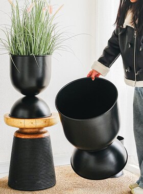 北欧铁艺花盆花架黑色轻奢简约绿植盆栽室内客厅阳台户外花器摆件