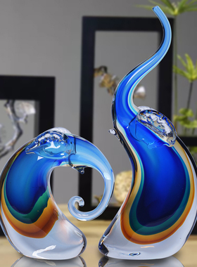 新中式琉璃工艺品客厅摆件轻奢创意水晶玻璃招财家居饰品生日礼品