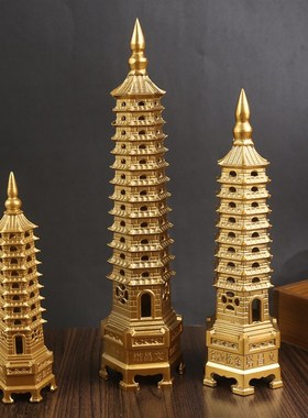 纯铜文昌塔d开摆件9九层13层十三过真全铜制的光办公室学生书桌用