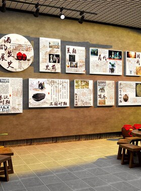 网红小酒馆墙面装饰品酒文化发展史背场景墙贴酒坊酒厂海报壁画