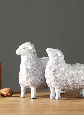 简约现代树脂羊轻奢高档装饰摆件客厅电视柜家居饰品乔迁新居礼品