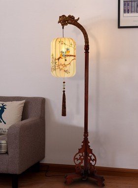 新中式落地灯禅意仿古典中国风卧室书房床头灯客厅实木立式落地灯