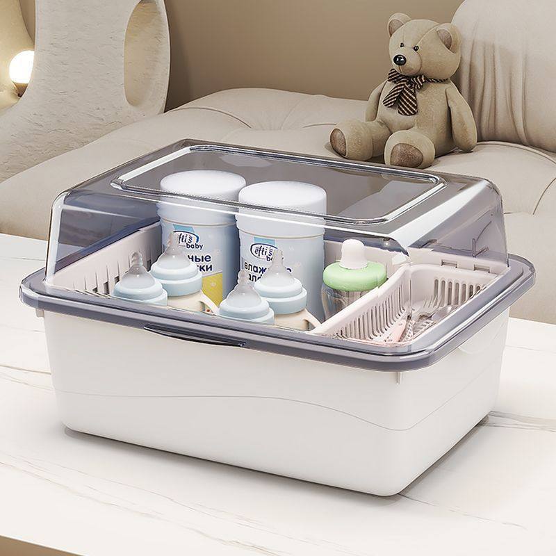 奶瓶收纳箱大容量翻盖防尘沥水架带盖婴儿用品辅食餐具玩具收纳盒,淘宝优惠券,粉丝福利购,淘宝优惠卷
